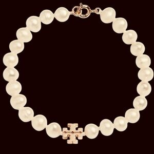 New Auth. Tory Burch Kira Cultured Pearl Bracelet Tory Gold w/ Dustbag MSRP $198